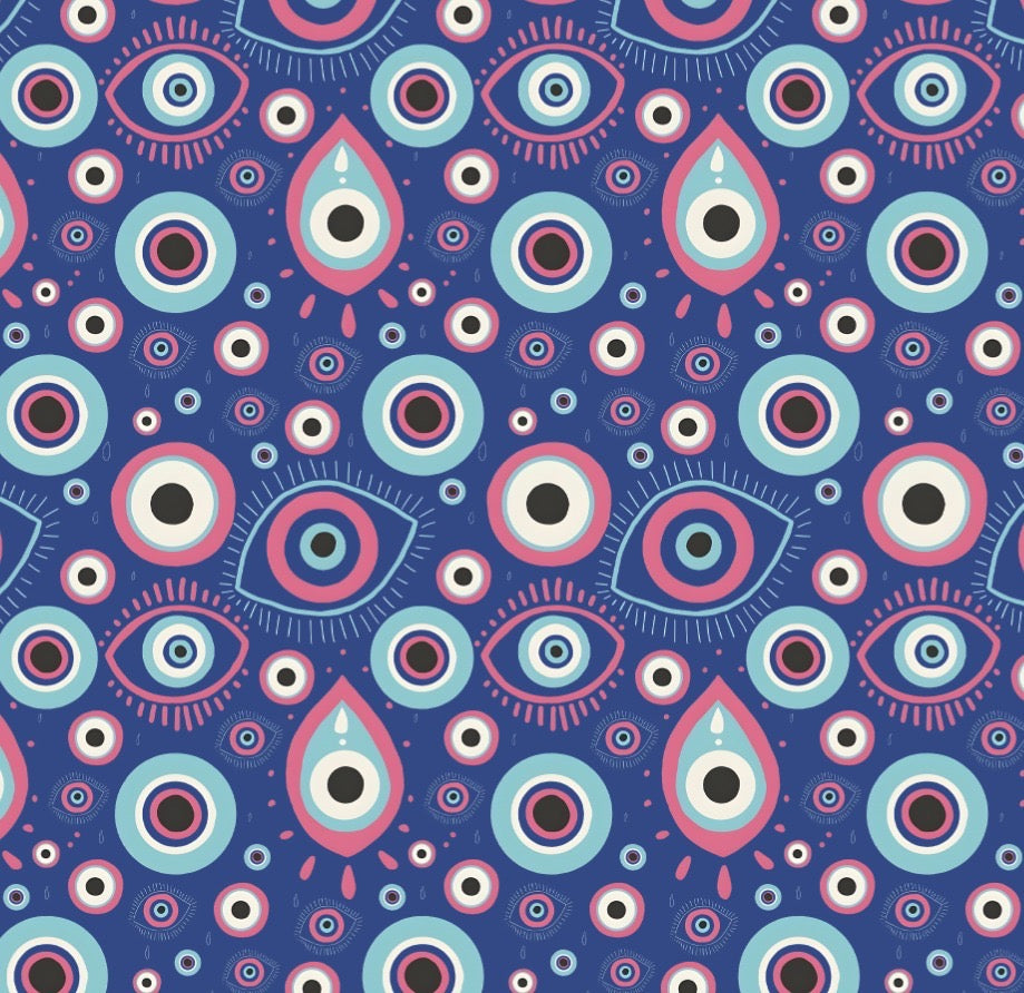 Bandana ojo turco azul/rosa
