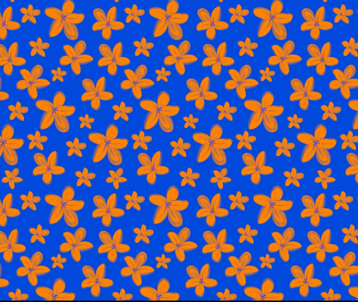 Bandana azul con flores naranja