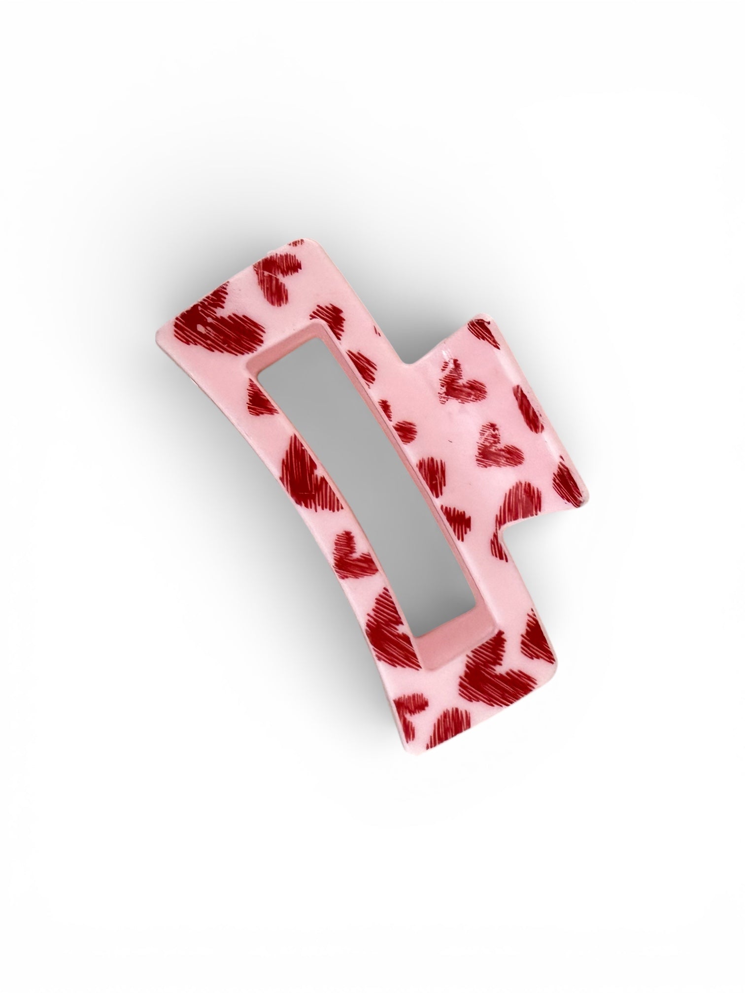 Pinza para cabello  - rosa con corazones ♥️ 💕