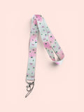 Lanyard flor rosa 🌸 y moño 🎀