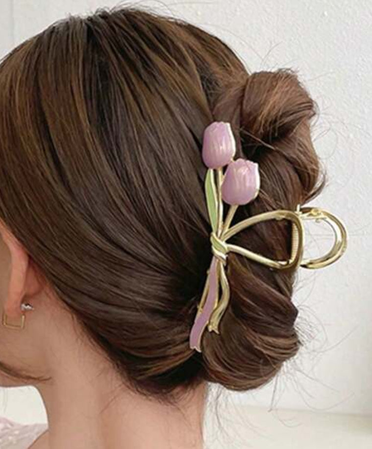 Pinza para cabello - Tulipanes lila