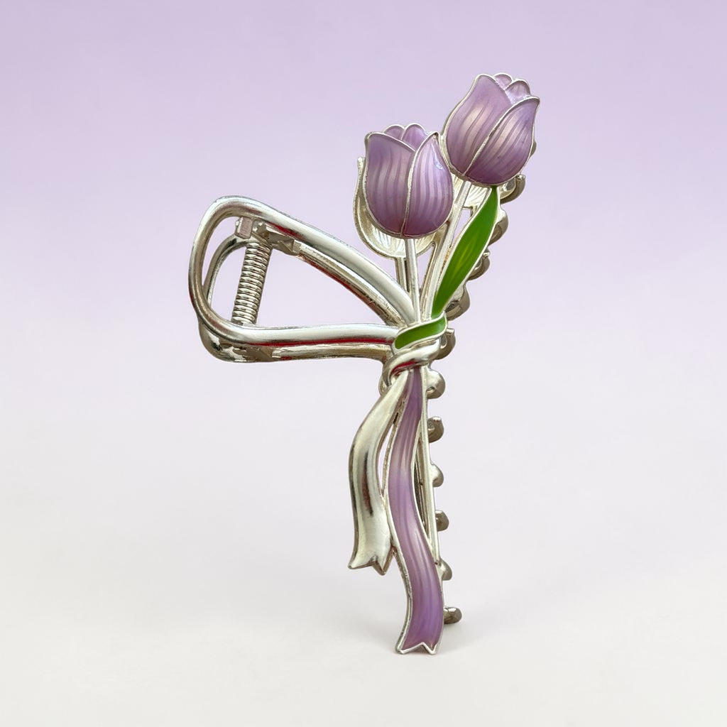 Pinza para cabello - Tulipanes lila