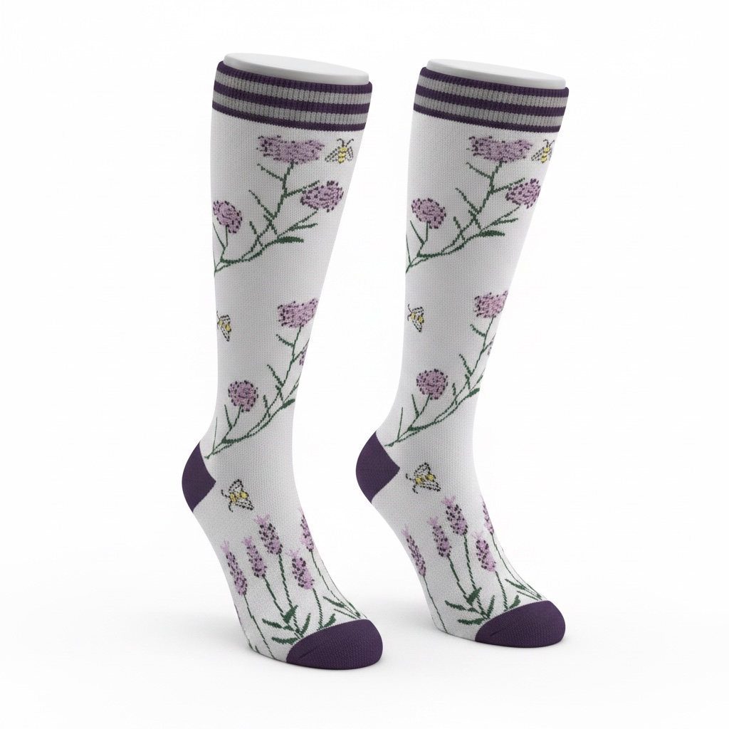 Medias de compresión - lilas con abejitas 🐝