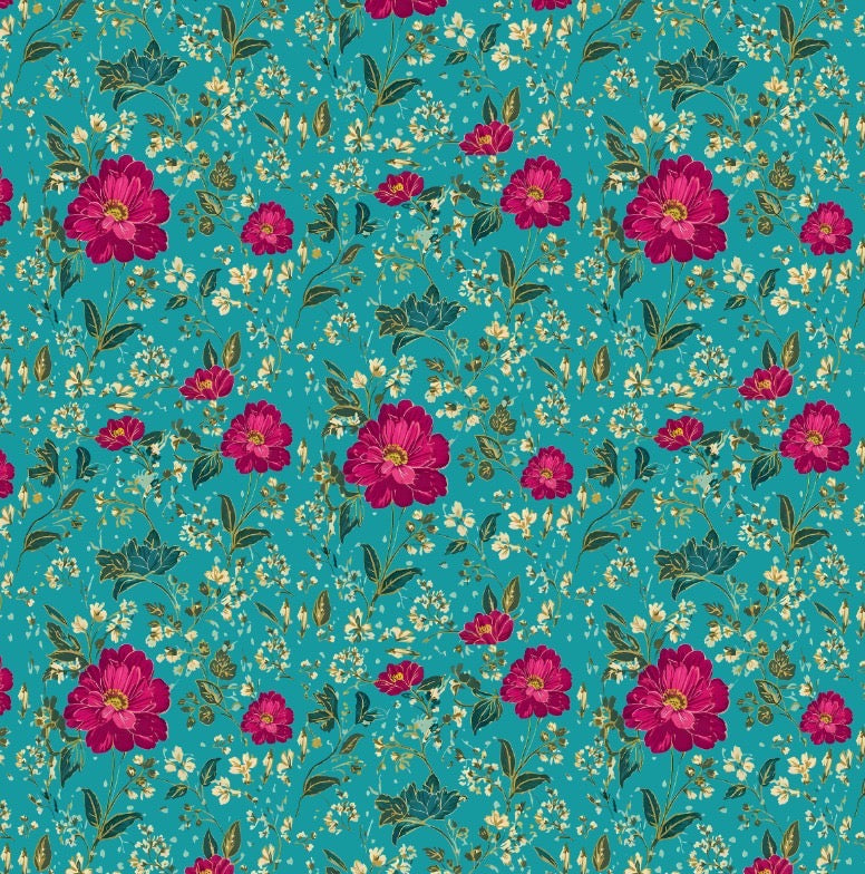 Bandana flor rosa fondo verde 🌺