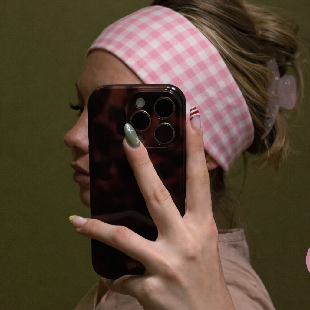 Headband cuadros rosa