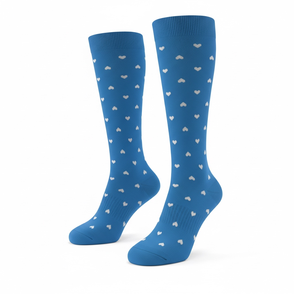 Medias de compresión - azul rey con corazones 💙
