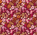 Bandana floral fondo tinto