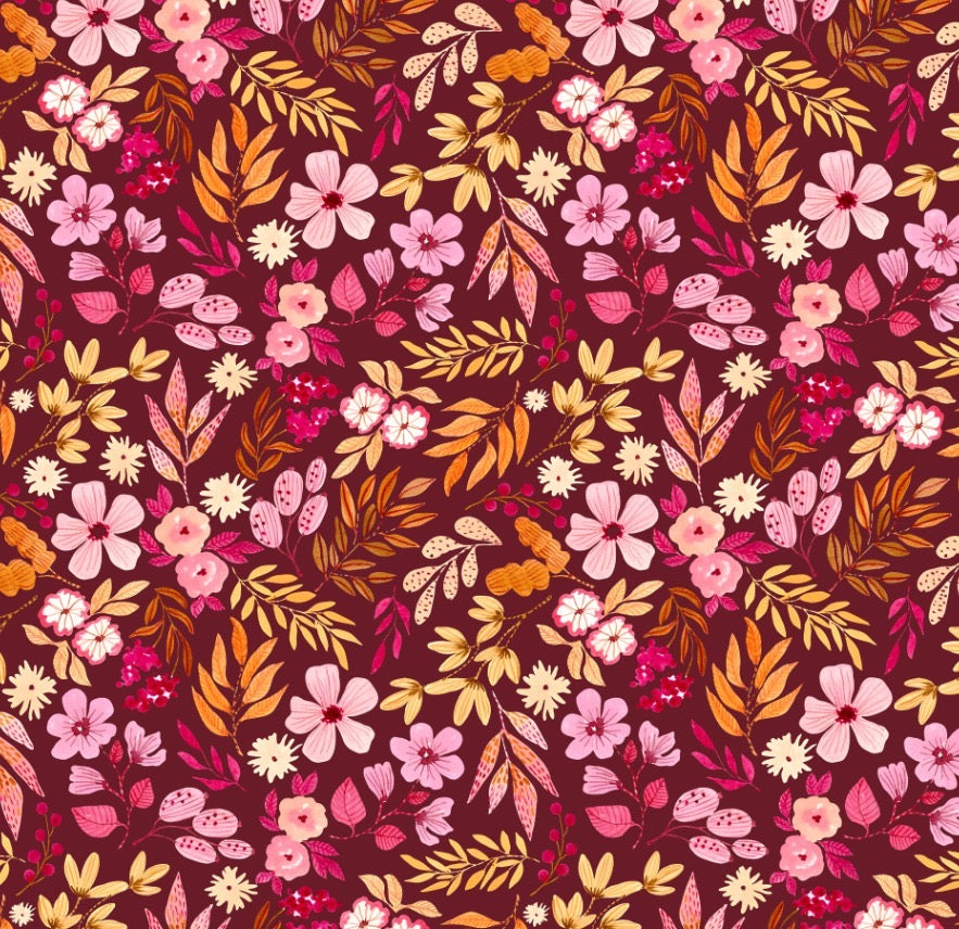 Bandana floral fondo tinto