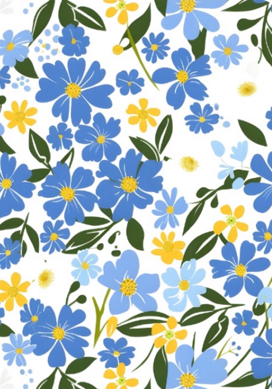 Bandana flores azules y amarillas