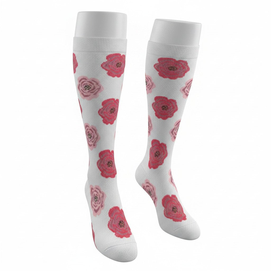 Medias de compresión -  flores rosas  🌺